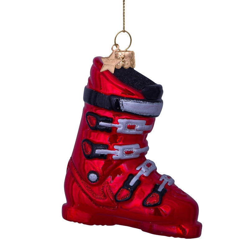 Rød skisko juleophæng - H9,5 cm.